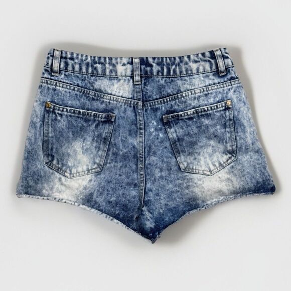 Refuge Shorts Womens 8 High Rise Button Fly Distressed Cotton Denim Measures W27 - Picture 2 of 6